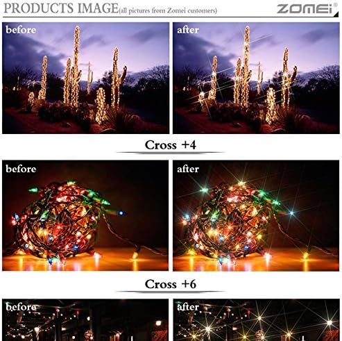 ZOMEI 55mm Star-Effect Cross Starburst Twinkle Lens + 4, 6, 8 Points Star Filter Set for Canon Nikon