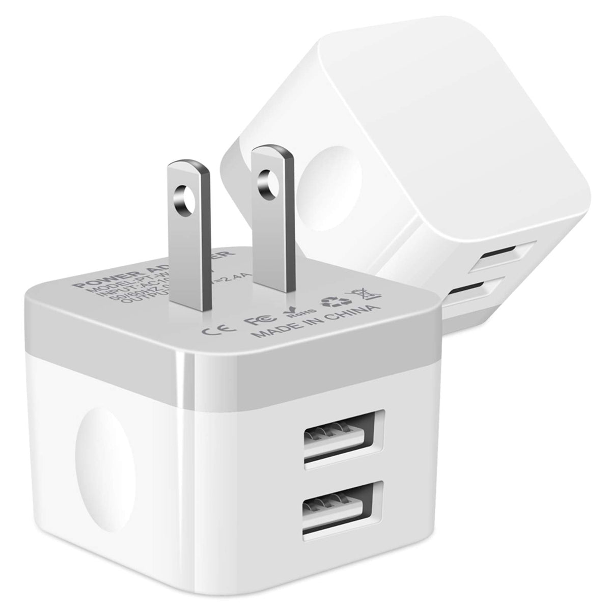 Dual USB Wall Charger, 2Pack 2.4A Double USB Wall Plug iPhone Fast Charger Block Box Brick Adapter for iPhone 17 16 15 14 13 12 Pro Max XS X 8 Plus