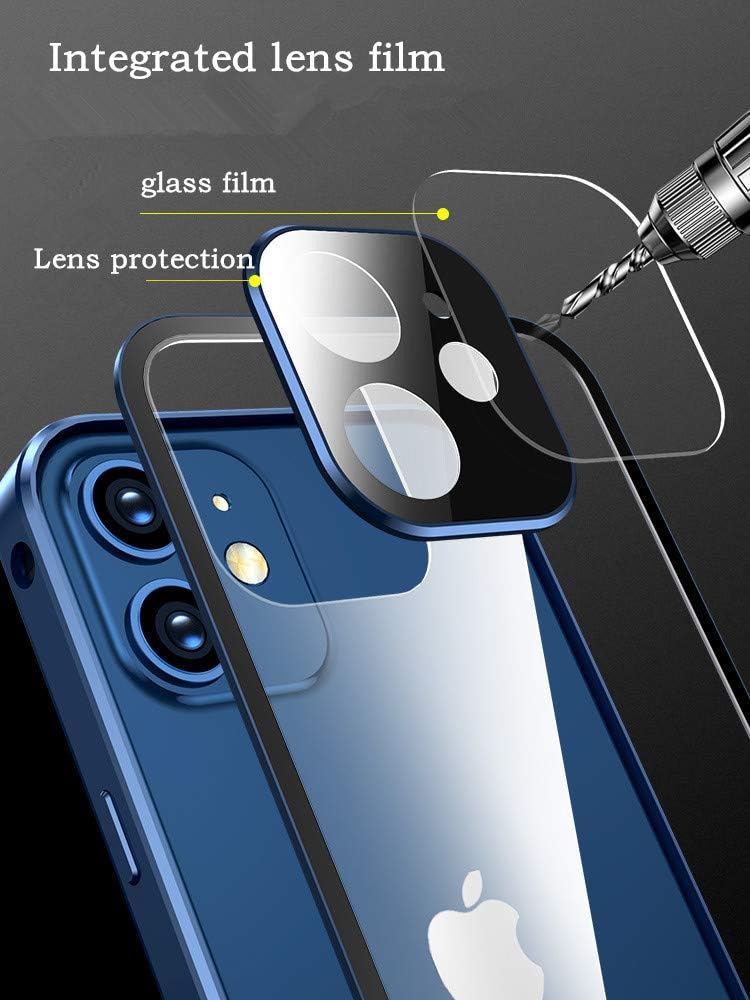 Anti-spy Screen Case for iPhone 12 Pro Max, Lock + Magnetic Adsorption, 360 Full Body Protective Cover, Red