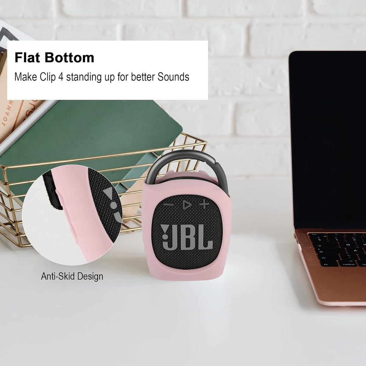 TXEsign Silicone Case for JBL Clip 4 - Portable Mini Bluetooth Speaker Protective Carrying Case (Pink)