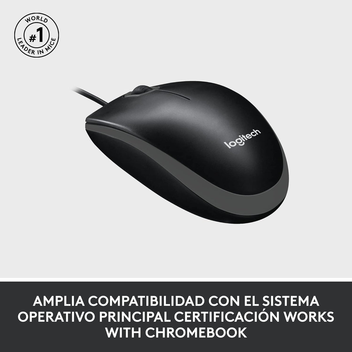 Logitech M100 Corded Mouse, Wired USB Mouse for Computers and Laptops, Black, for Right or Left Hand Use
