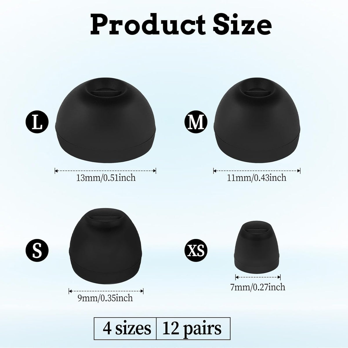 InnoHHustle Earbuds(12 Extra Small Earbuds Tips Replacement Earbud Tips Soft Silicone Earbuds for in-Ear Headphones