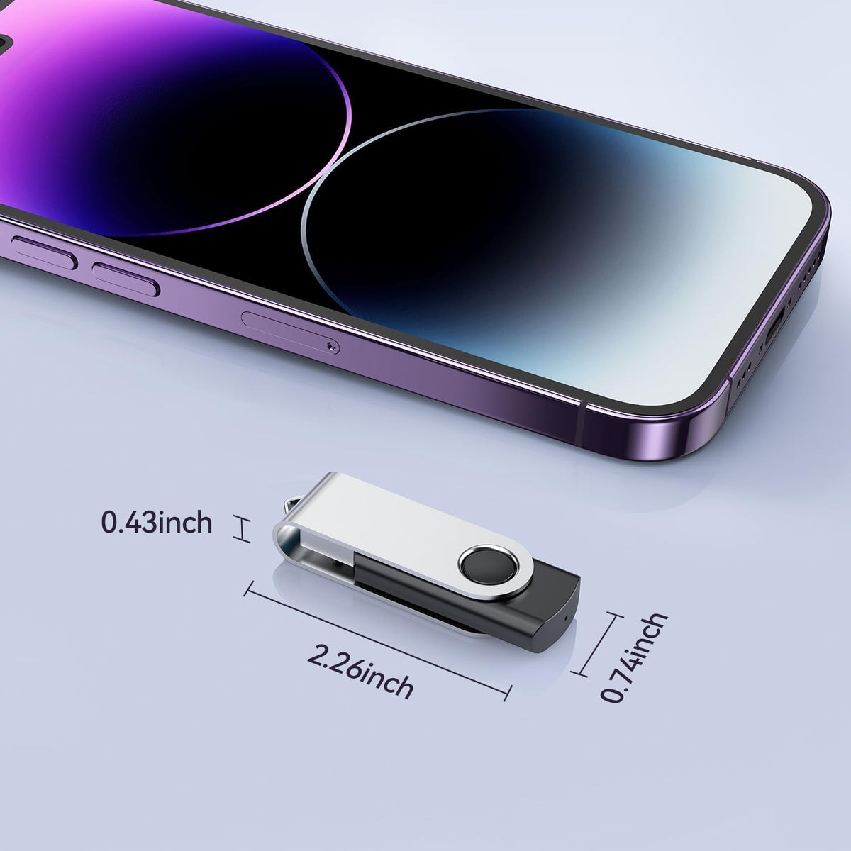 JUANWE 64GB USB Flash Drives 5 Packs, USB 2.0Thumb Drives Foldable 360°Swivel Memory USB Stick with Lanyard Hole, Jump Drive Pen Drive Zip Drive Portable Flashdrive for PC, Mutipack Black