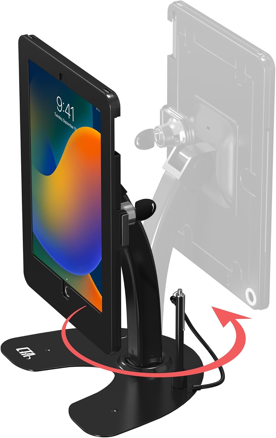 Dual Kiosk Stand – CTA Dual Security Kiosk Stand with Locking Case, Cable, and 360-Degree Rotating Base – Compatible with iPad 7th/ 8th/ 9th Gen 10.2-inch, iPad Air 4, (PAD-ASKB10) – Black