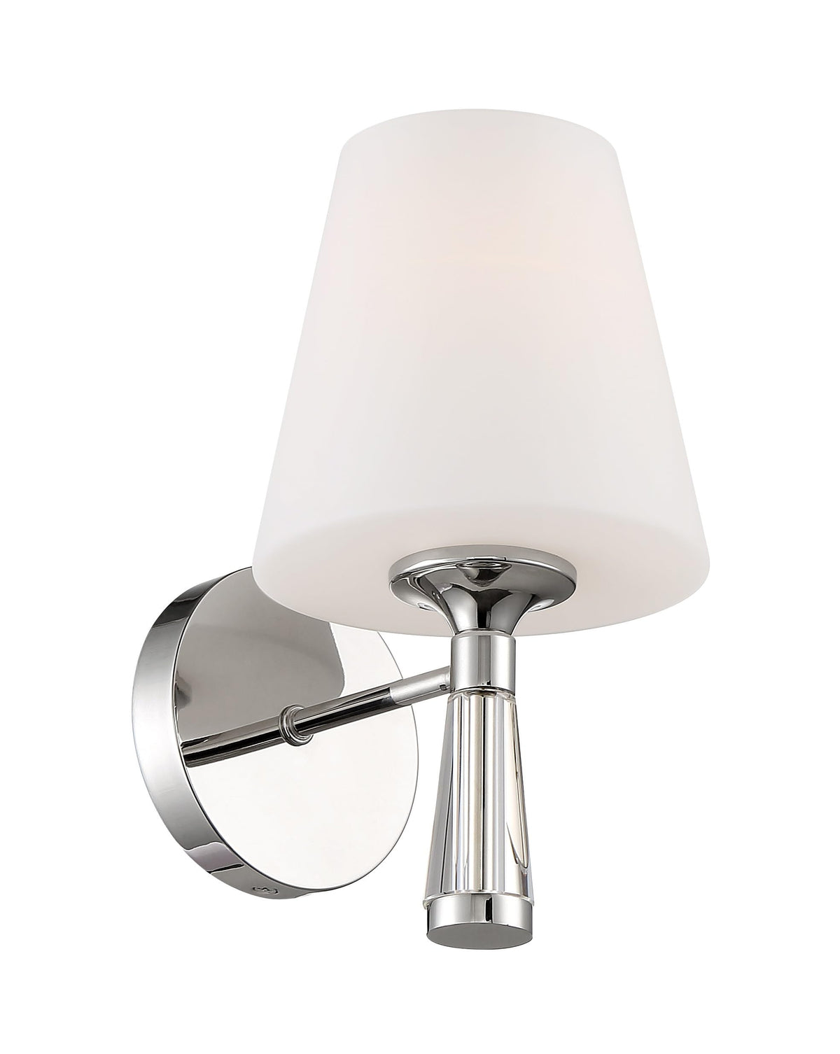 Crystorama Ramsey 1 Light Polished Nickel Sconce with Sconce with Glass Shade