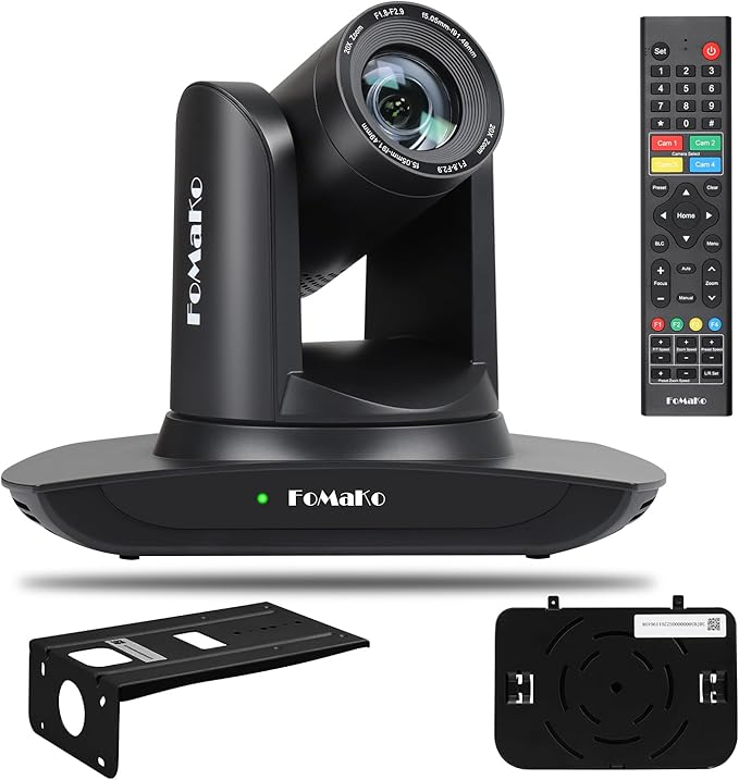 FoMaKo HDMI PTZ Camera AI Auto-Tracking Gen 3 20x Optical Zoom IP USB3.0 HDMI Camera for Church Services Worship EducationFMK12UH Pro(20x)-BBlack Color
