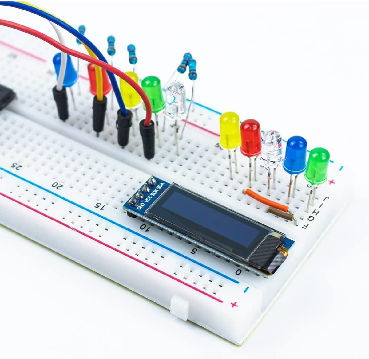 Hosyond 5 0.91 Inch I2C 3.3V~5V Pcs IIC OLED Display Module OLED Screen DC Compatible with Arduino Raspberry PI (Blue