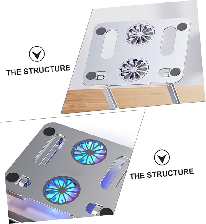 Gadpiparty Adjustable Laptop Cooling Pad with Dual Fans Aluminum Alloy Notebook Cooler Stand for Gaming and Office Use Silver