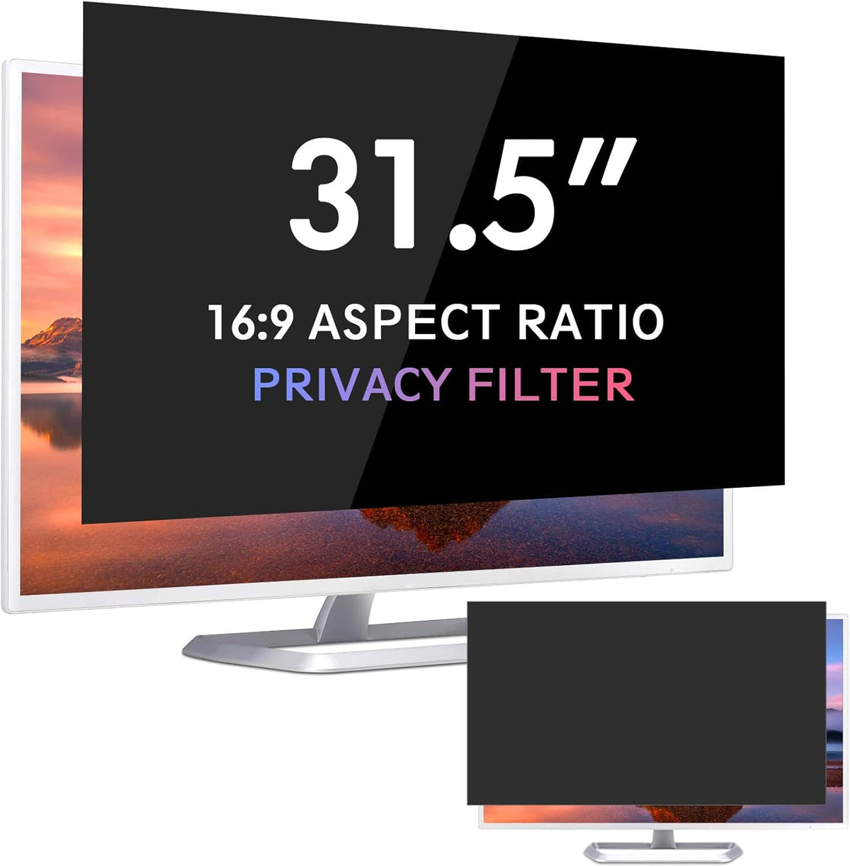FILMEXT 31.5 inch Computer Privacy Screen Filter for 16:9 Widescreen Monitor, Removable 31.5 in Anti Blue Light Anti Glare Anti Spy Privacy Filter Shield-(27 7/16×15 7/16)