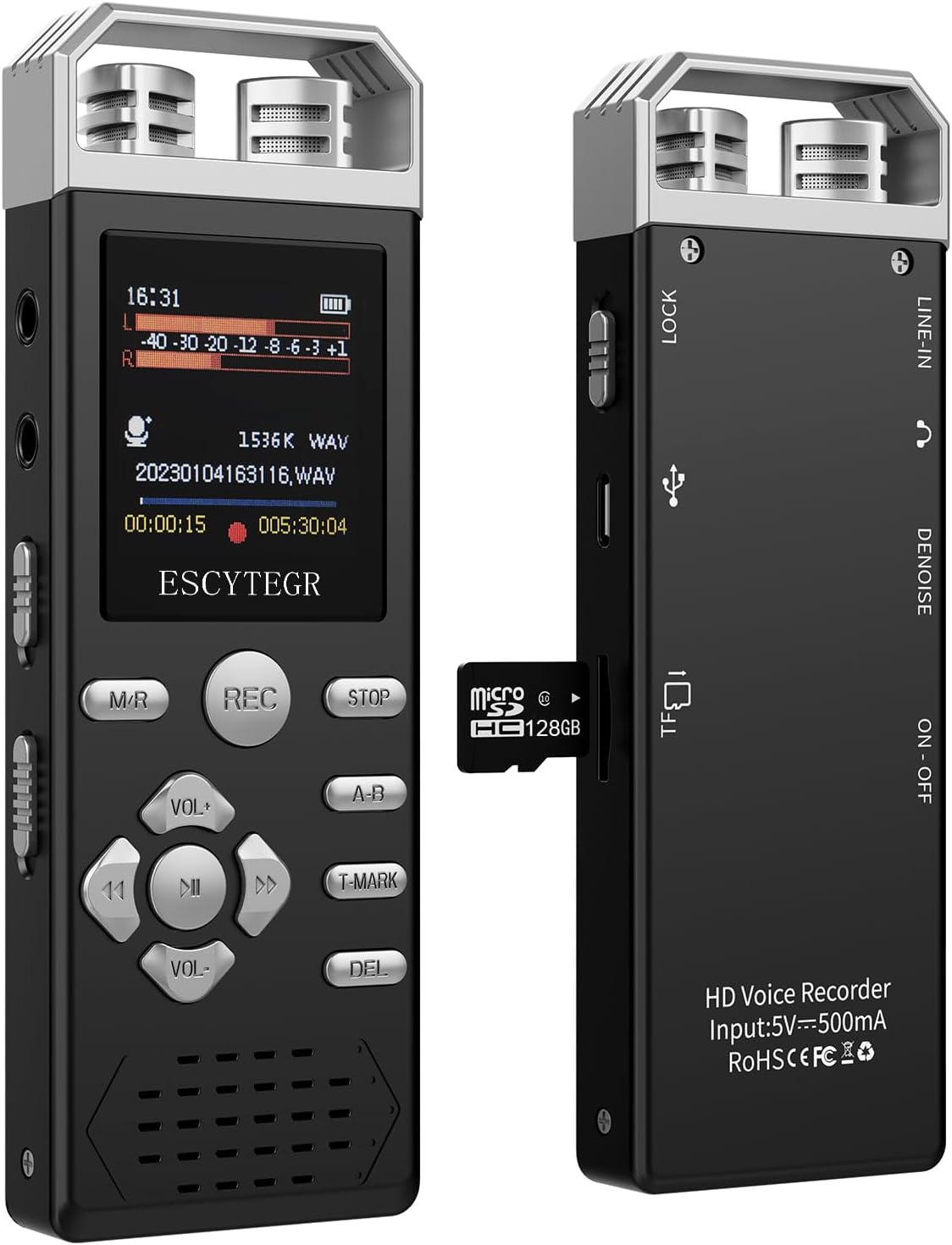 144GB Digital Voice Activated Recorder 1536KBPS Audio Voice Recorder with Playback Recording Device Dictaphone Sound Tape Recorder with Password Protection for Lectures,Meetings