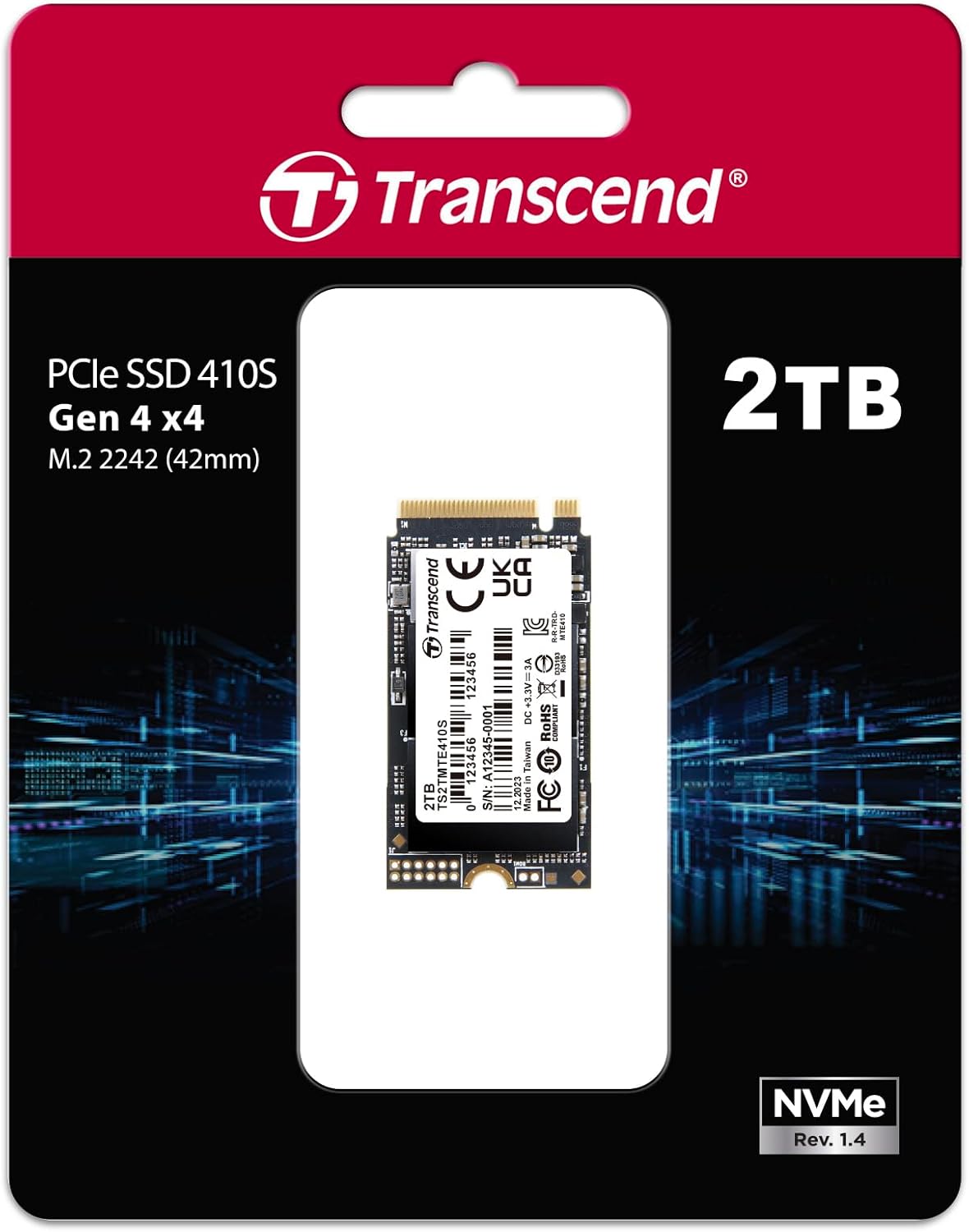 Transcend 2TB M.2 2242 SSD, Up to 5000MB/s, PCIe Gen4x4 NVMe 3D TLC, for Ultra-Thin Laptops, Lenovo Legion Go, Yoga Gen 6, ASUS ExpertBook, ZenBook, Mini PC, DRAM-Less Design for Low Power Consumption