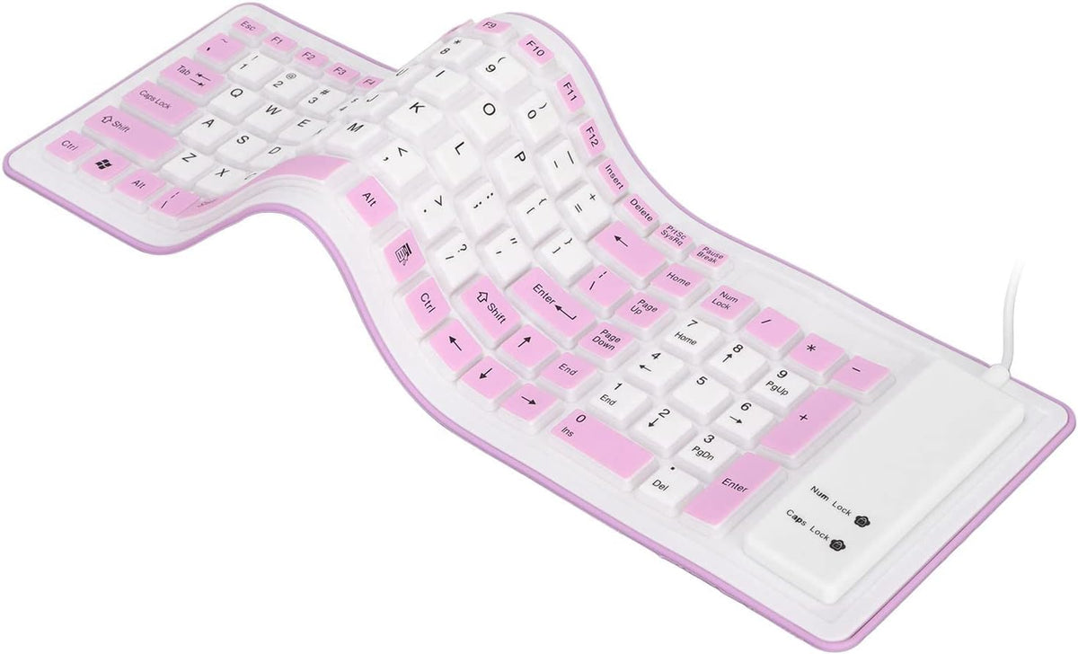 Foldable Silicone Keyboard, 103 Keys Wired Bluetooth Waterproof Rollup Keyboard for PC Notebook Laptop