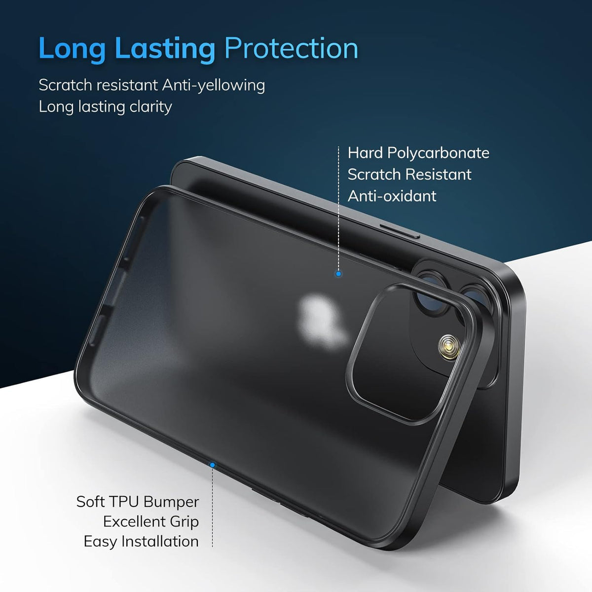 ORIbox Black Case for iPhone 11, Shockproof Full Body Protective Cover 6.1", Ultra-Thin Non-Slip