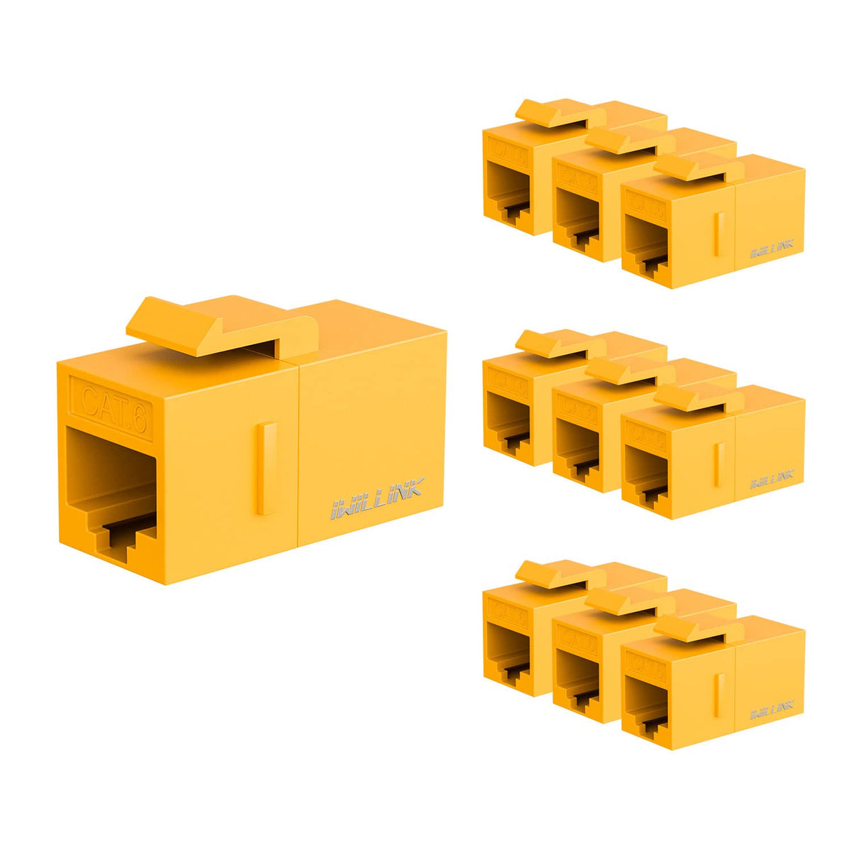 Iwillink Rj45 Cat6 Keystone Coupler 10-Pack, Female To Female Cat6 Keystone Jack, Utp Keystone Coupler Insert, Yellow