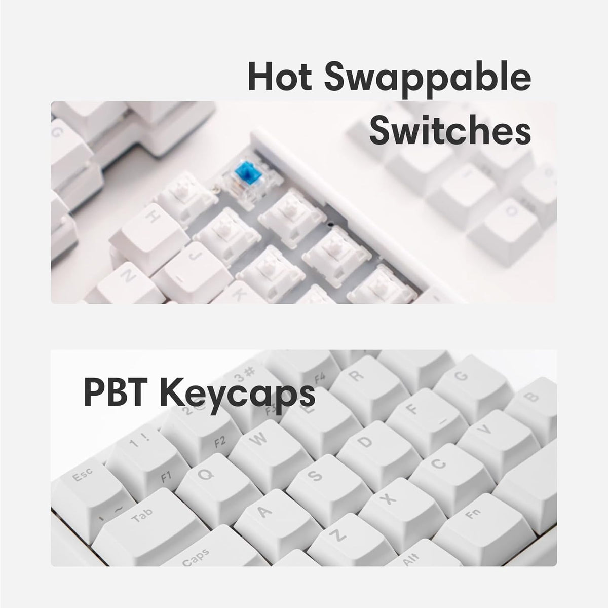Lite: Wireless Ergonomic Split Mechanical Keyboard Hot Swappable, Compact 60% Layout, PBT Keycaps Programmable for Mac & Windows(Tactile,New Standard Version)