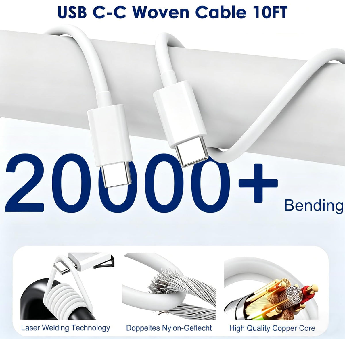 Fast Charger for AirPods Pro 3,20W Type C Airpods Wall Charging Block with 10Foot USB C to C Cable for 2025 AirPods Pro 3rd/2nd,AirPod 4,Air-Pods Max