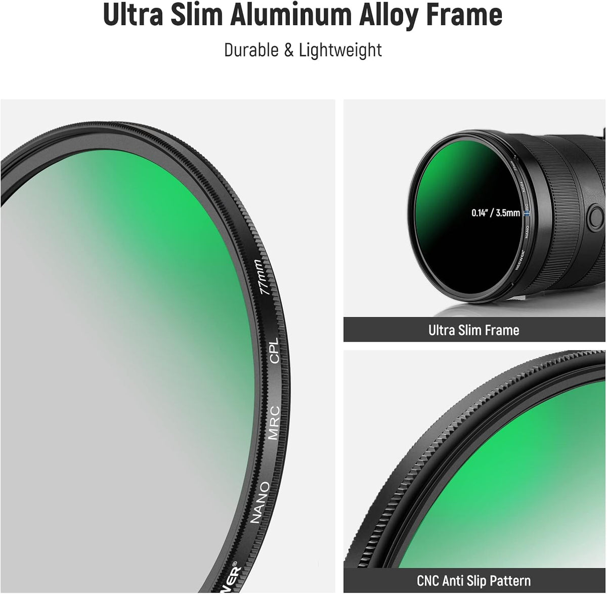 NEEWER 77mm Lens Filter Kit - ND8 ND64 CPL, Neutral Density + Circular Polarizer with 30 Layers Nano Coating