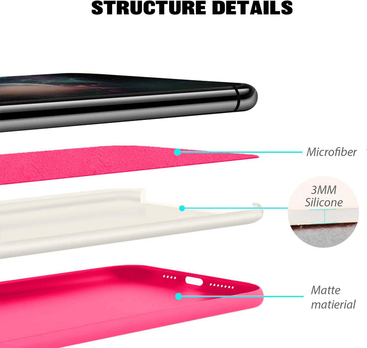 ZUSLAB Case for Apple iPhone 11 Pro, Silicone Gel Rubber Bumper Cover, Hot Pink, Shockproof Full-Body