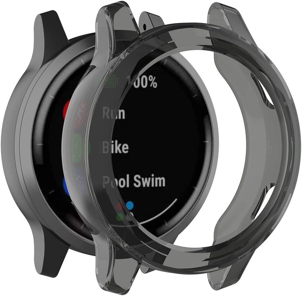 Black 3-Pack Covers for Garmin vívoactive 4 Watch Case Accessories - Transparent TPU Protective Bumper