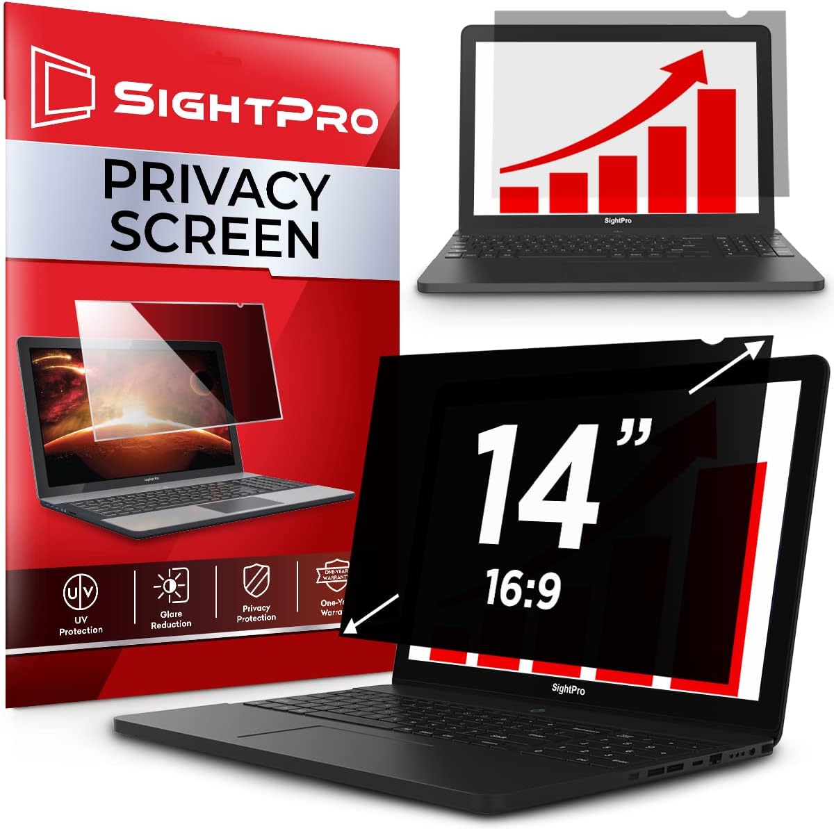 14 Inch 16:9 Laptop Privacy Screen Filter - Privacy Shield and Anti-Glare Protector