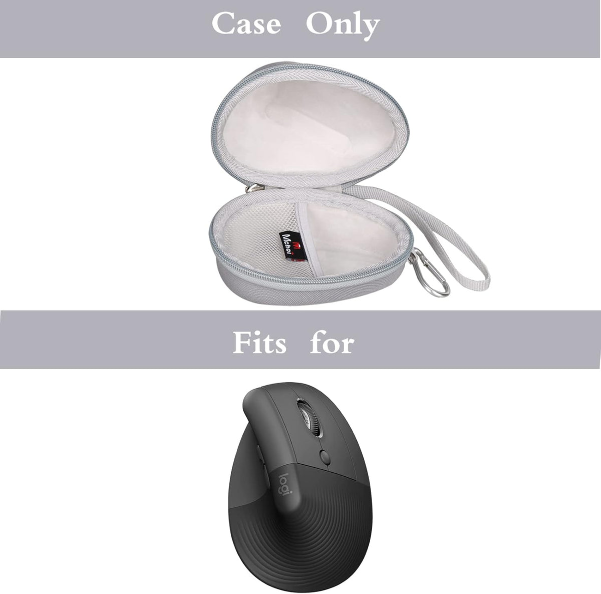 Mchoi Shockproof Carrying Case for Logitech Lift Vertical Ergonomic Mouse, Portable Storage Case (Grey)