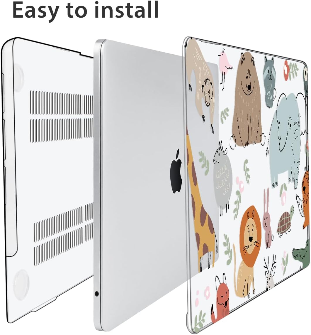 Compatible with 2025 2024-2022 MacBook Air 13 inch Case M4 A3240 M3 A3113 M2 A2681, Hard Shell&Keyboard Cover&Screen Film&Webcam Cover for New M4 Mac Air 13.6 inch with Touch ID, Cute Animal