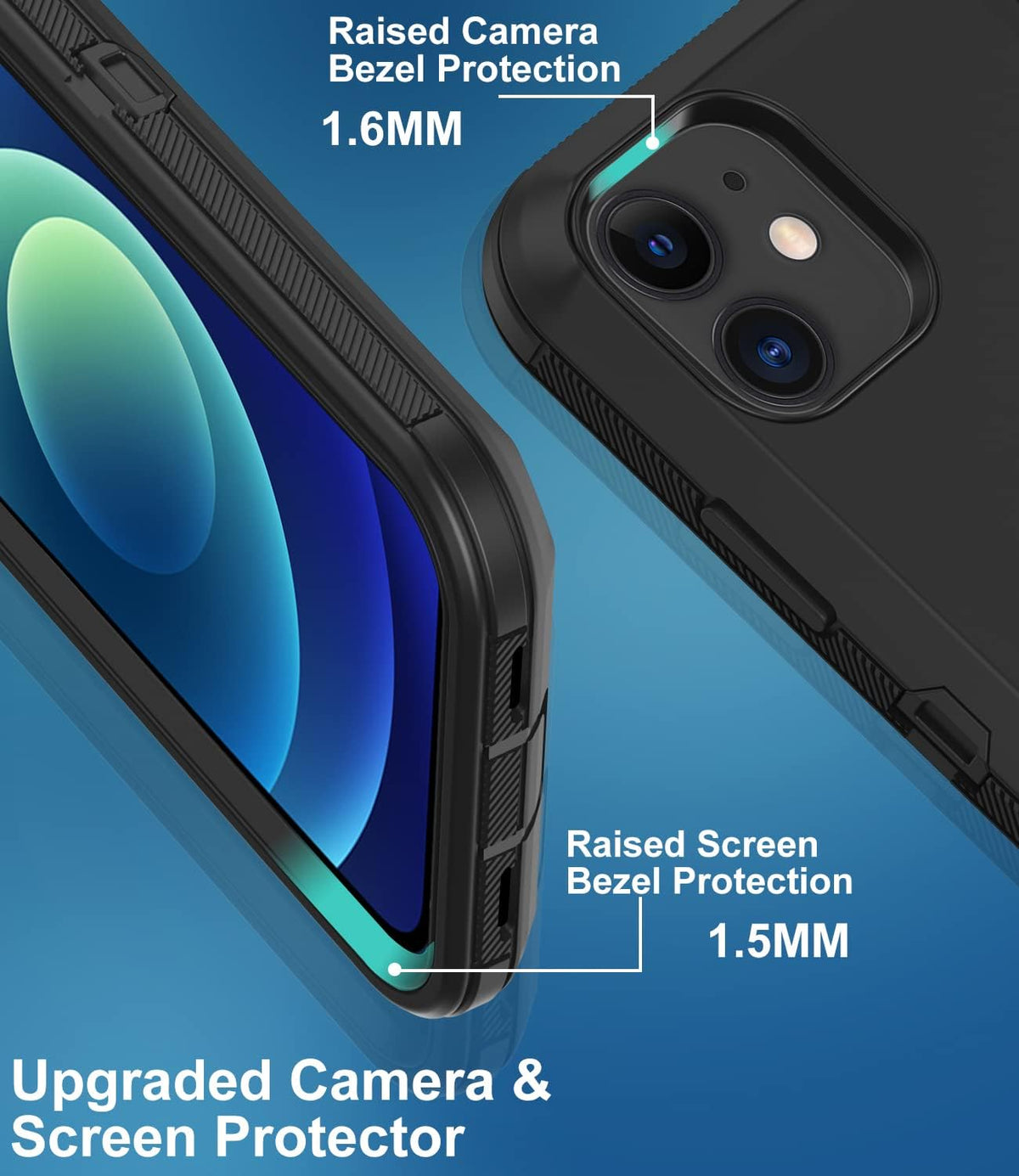 iPhone 12 Case, iPhone 12 Pro Case with Built-in Screen Protector, Heavy Duty Drop Protection Shockproof Dust Proof