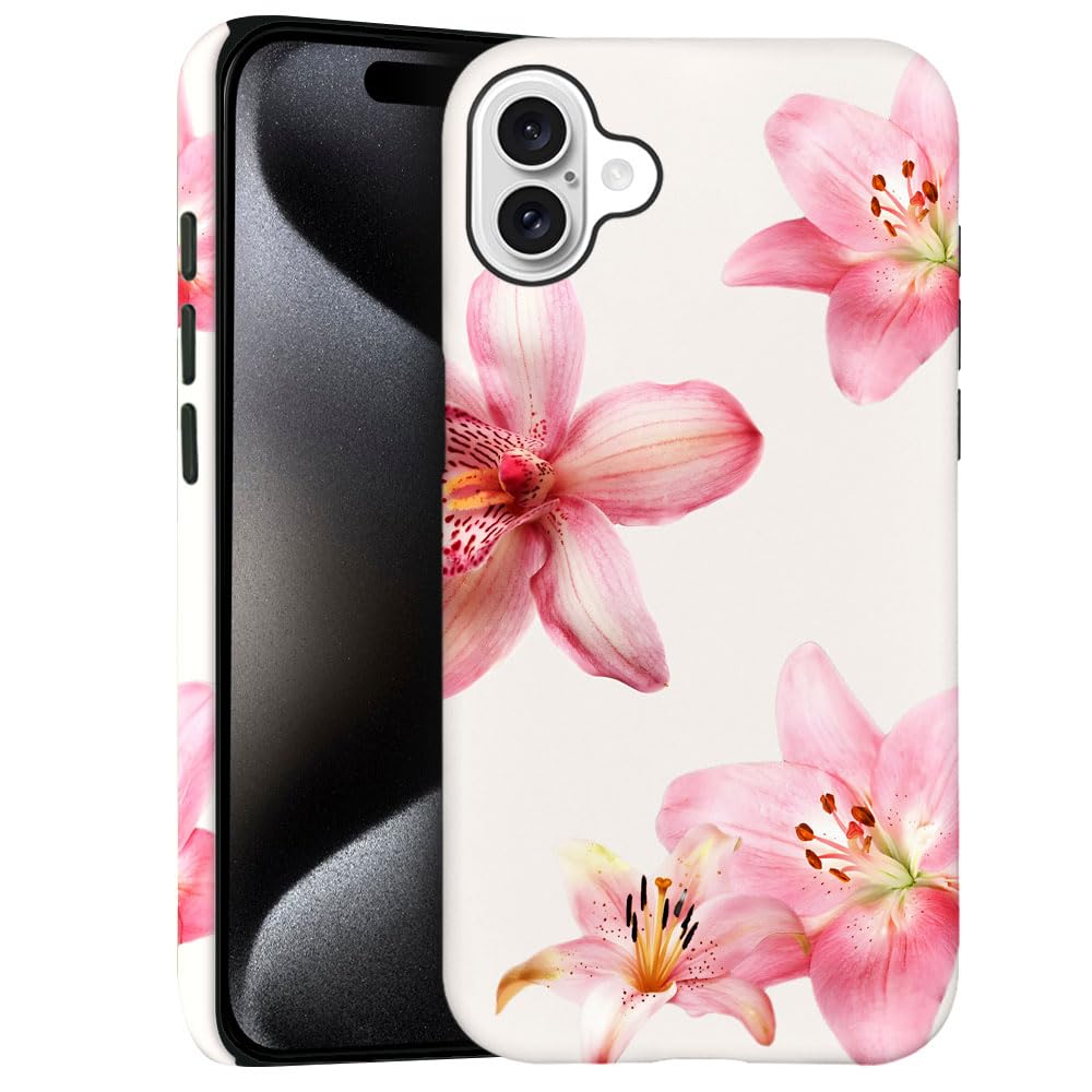 Case For Iphone 16 Plus - Slim Fit Anti-Scratch Phone Case For Girl Women - Pink Hibiscus Tropical Floral (Frosted)