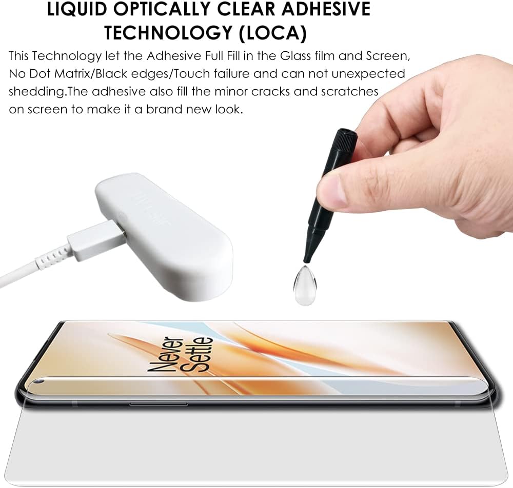 [3 Pack OnePlus 8 Pro Screen Protector] Tempered Glass, UV Set, Full Screen Adhesive, Scratch Repair