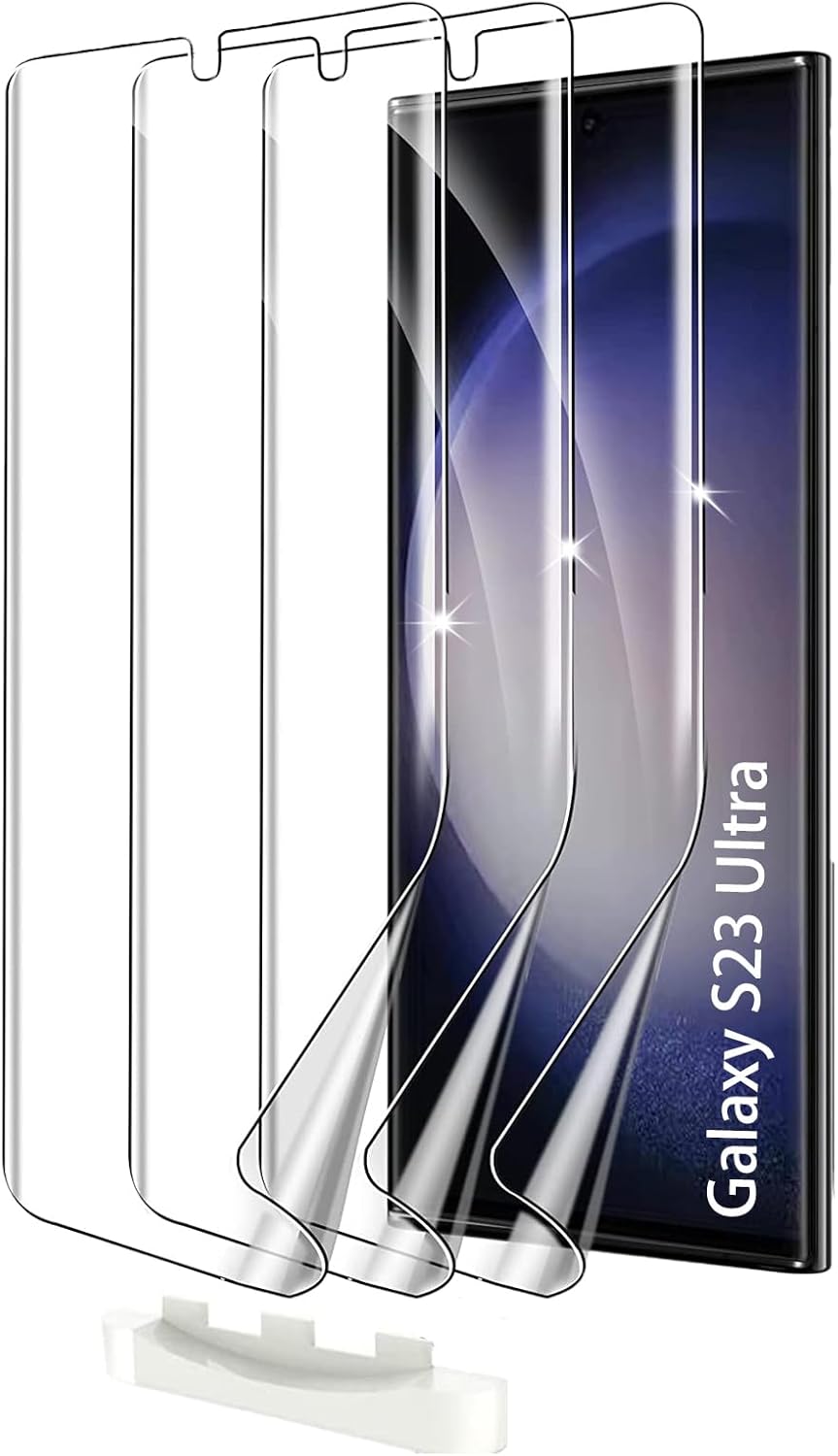 Samsung Galaxy S23 Ultra Screen Protector 3 Pack - Touch Sensitive Clear TPU Film, Full Coverage [Not Glass]