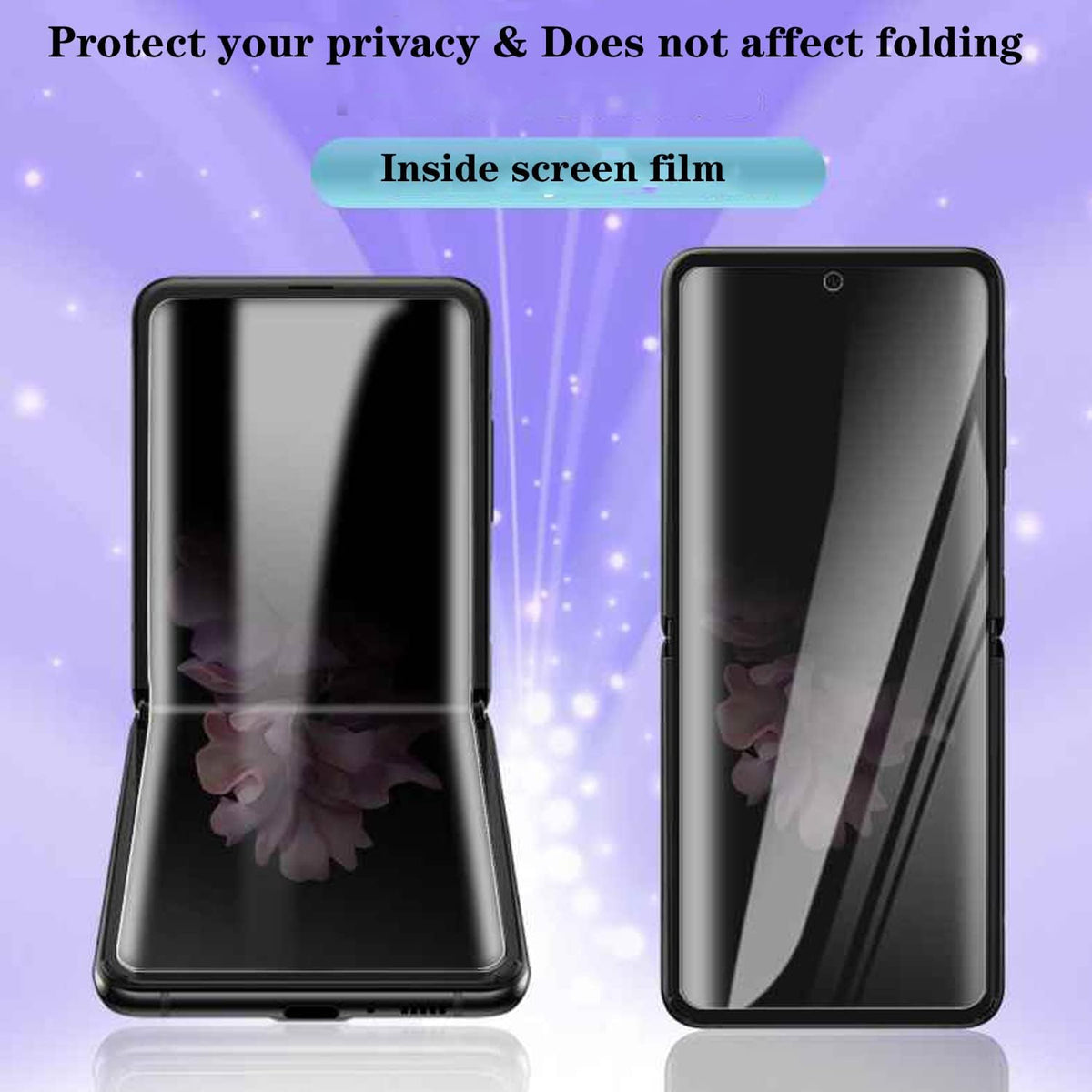 3 Pack Privacy Screen Protector for Samsung Galaxy Z Flip 4 5G 2022, Anti-Peep Outside + Inside Screen Protector + Side