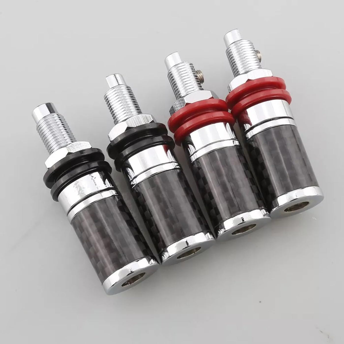 KUYIOHIFI HiFi Speaker Binding Post Rhodium-Plated Copper Hi-end Speaker Banana Plug Socket Terminals Screw Locking Audiophile Banana Jack Connectors