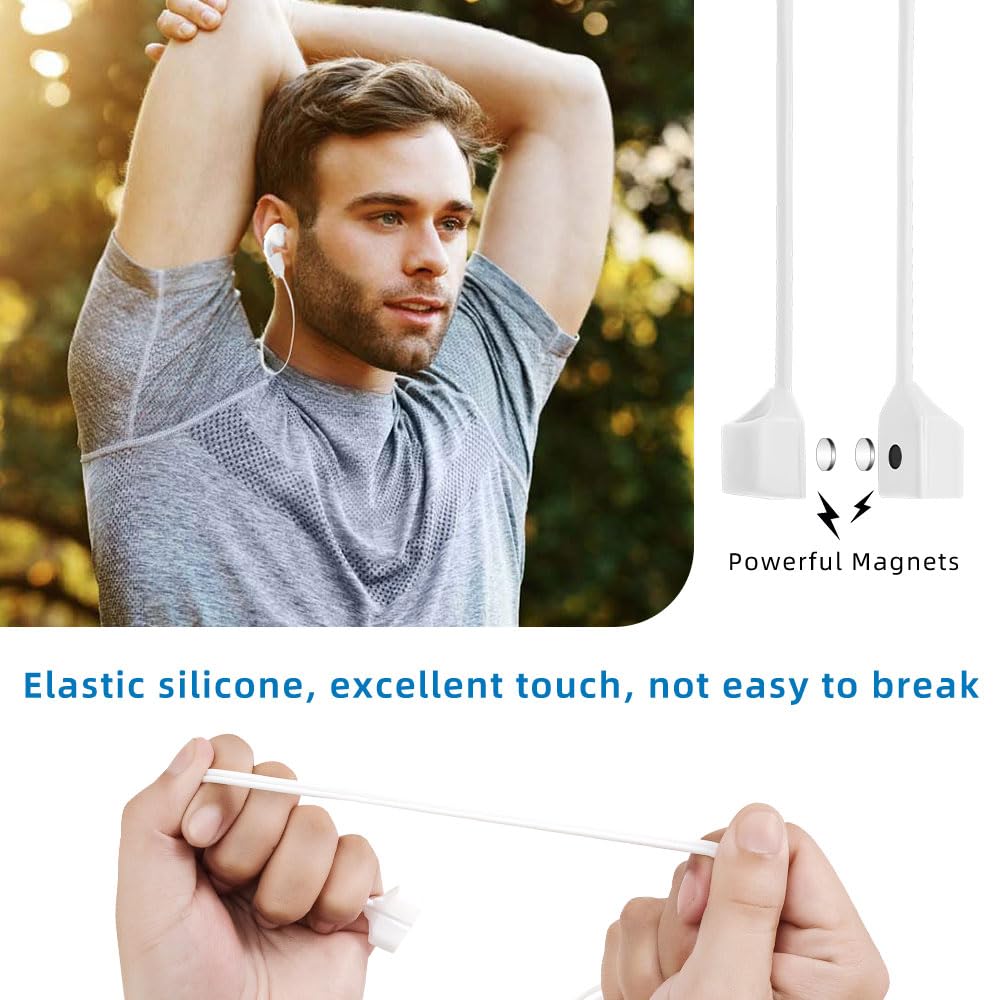 Magnetic Anti-Lost Straps for AirPods,2 Pack Ultra Strong Magnetic AirPods Strap Anti-Lost Neck Rope Cord,Soft Silicone Sports Lanyard Compatible