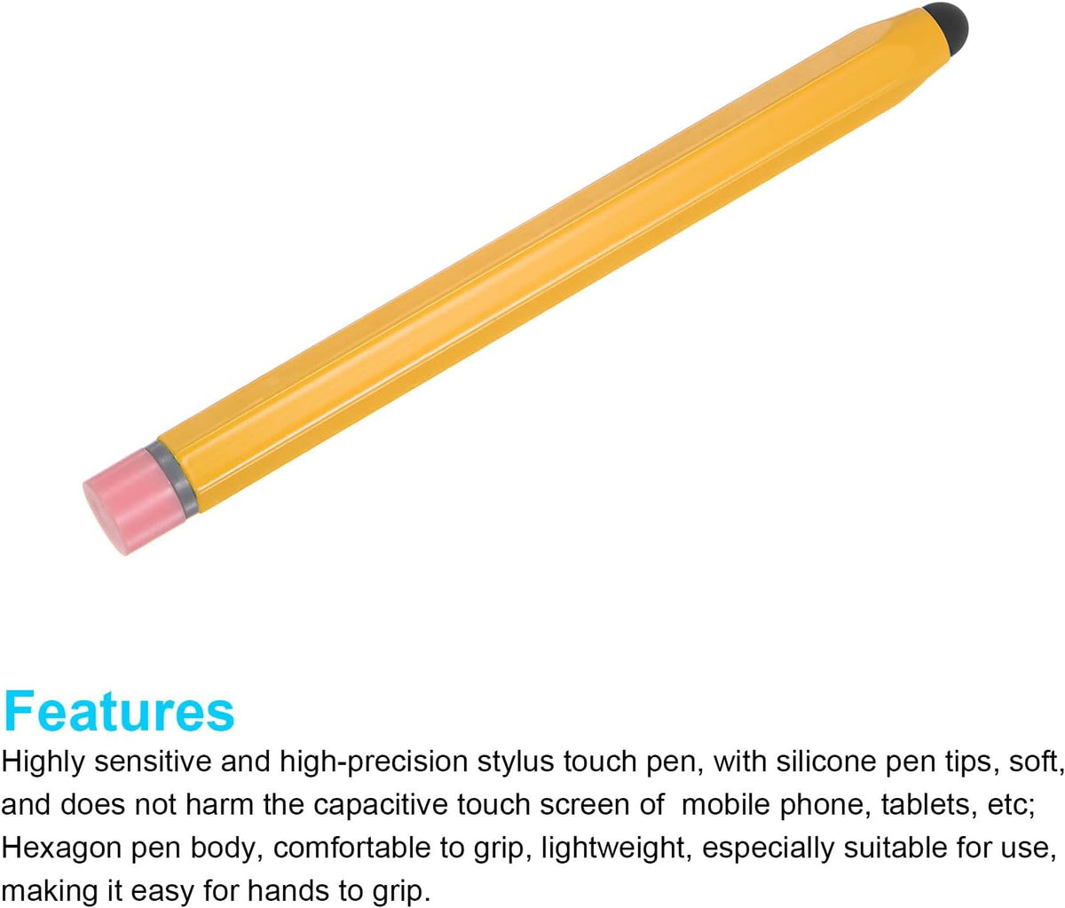 MECCANIXITY 2pcs Stylus Pens for Touch Screens Hexagon Crayon Stylus Pen Universal Capacitive Stylus for All Touch Screen Devices, 4.7" Yellow