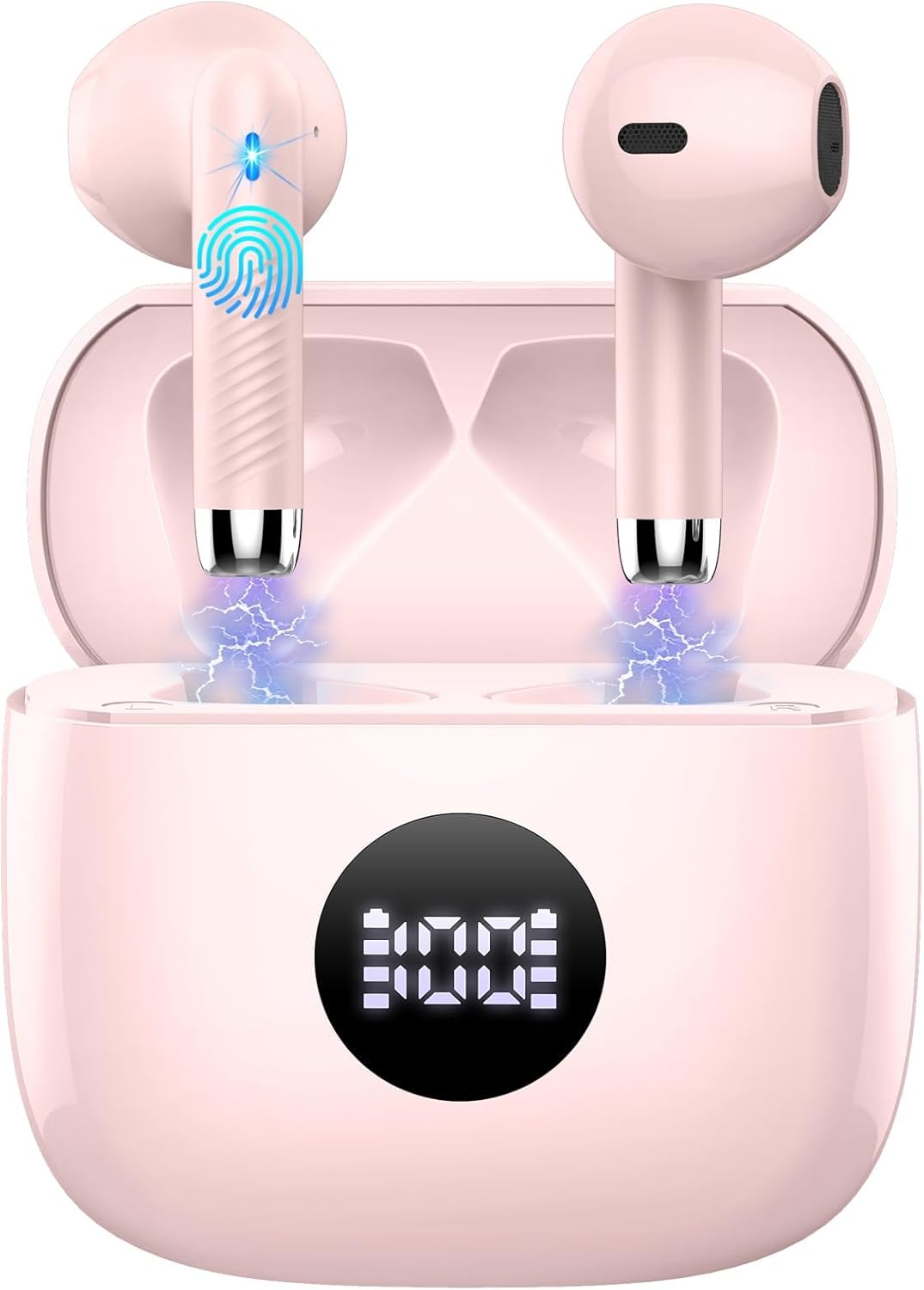 Wireless Earbuds, Bluetooth 5.4 Ear Buds LED Power Display Headphones Bass Stereo, Bluetooth Earbuds in-Ear Noise Cancelling Mic, 40H Playback Mini Case IP7 Waterproof Sports Earphones for Android iOS