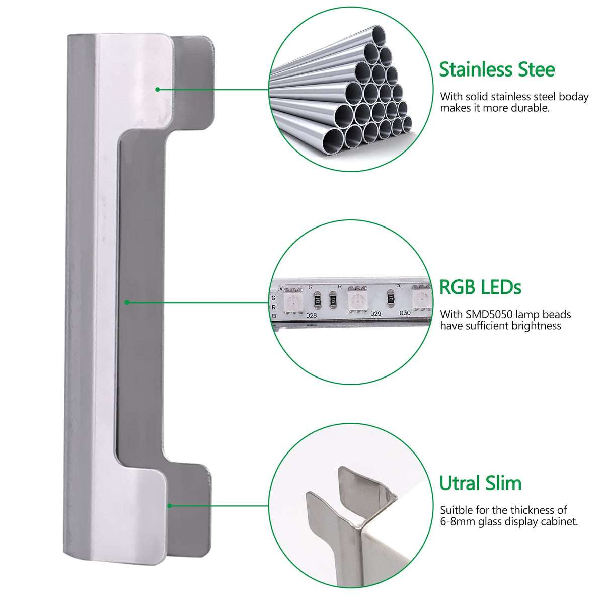 AIBOO LED Under Cabinet Night Lights Kit for Glass Edge Shelf Back Side Lighting Using Flexible Cable and Clip with RF Remote(4 Lights,RGB)