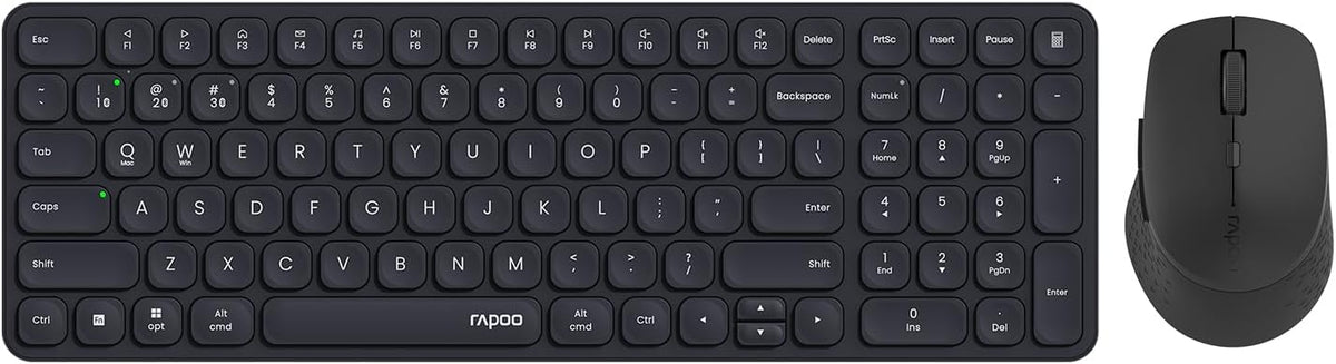 Rapoo 9360M Wireless Keyboard and Mouse Combo, Blade-Series E9310M 99-Key Ultra-Thin Keyboard and M300G Silent Mouse, Support 4 Devices, Quiet, Compact, Battery Powered, for Windows/Mac/Linux/Chrome