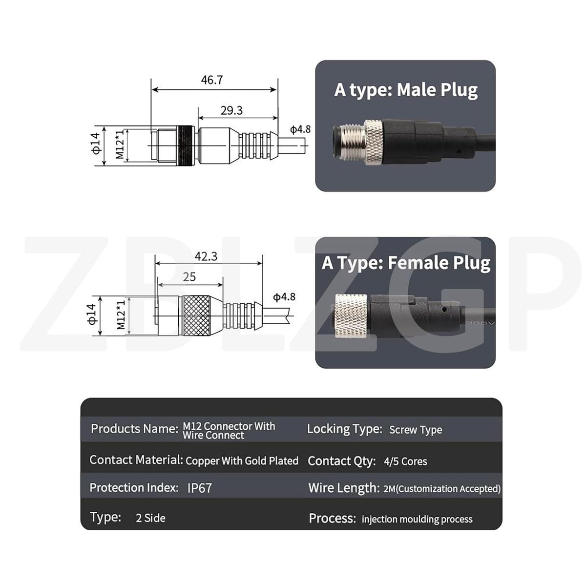 M12 A-Code Elbow 8 Pin Female Sensor Connector Shielded Cable to Flying Leads for Industrial Automation 1M/3.3FT