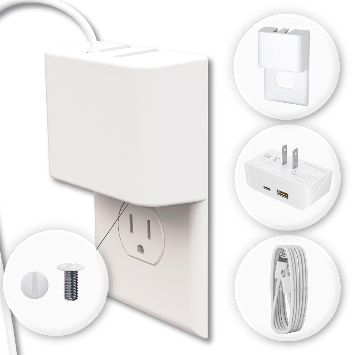 [Charger & Cable Included] Permaplug Anti-Theft Charger Lock, Compatible with iPhone 14/13/12, Safety Device