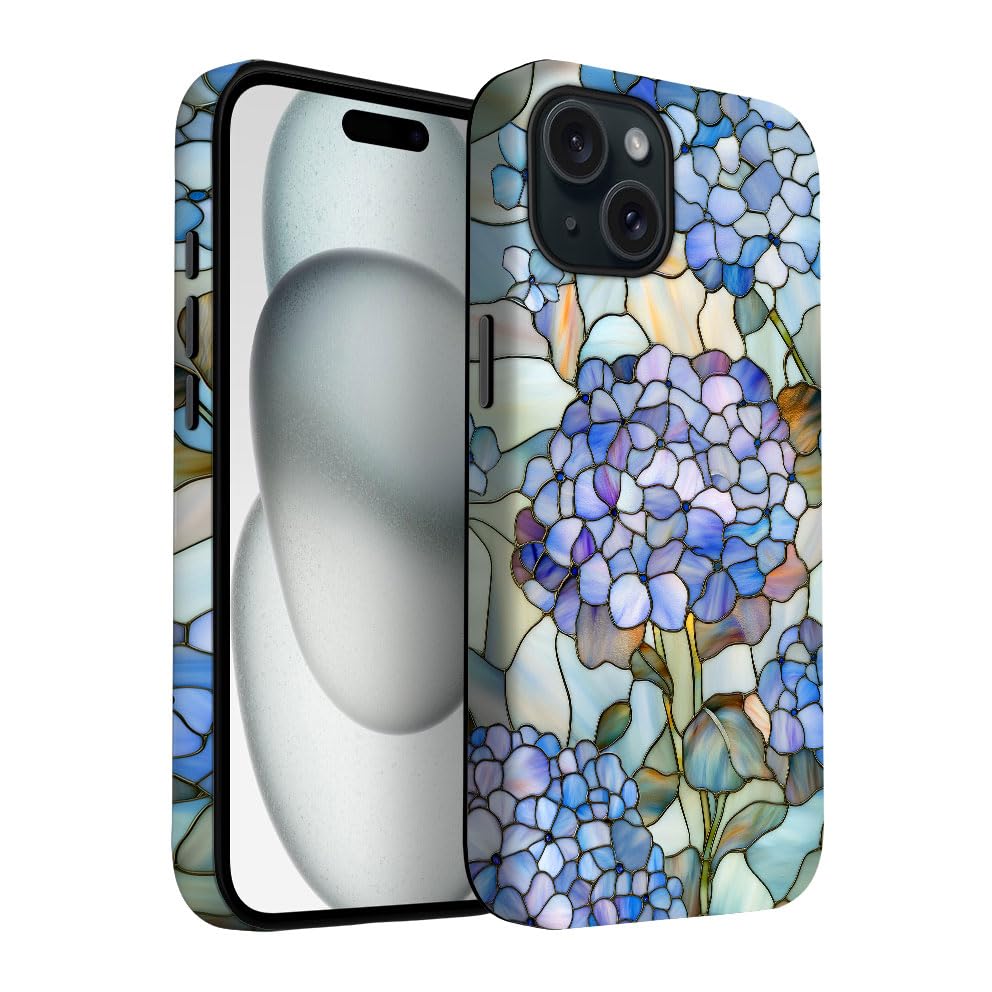 Yuzbira For Iphone 15 Plus Case | Hydrangea Macrophylla | Slim Drop Protection Design