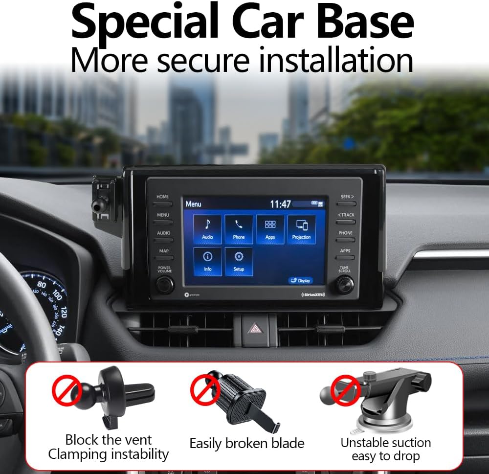 Car Phone Holder for 2019-2024 Toyota RAV4, Navigation Screen Bracket for Mobile Cellphone Mount