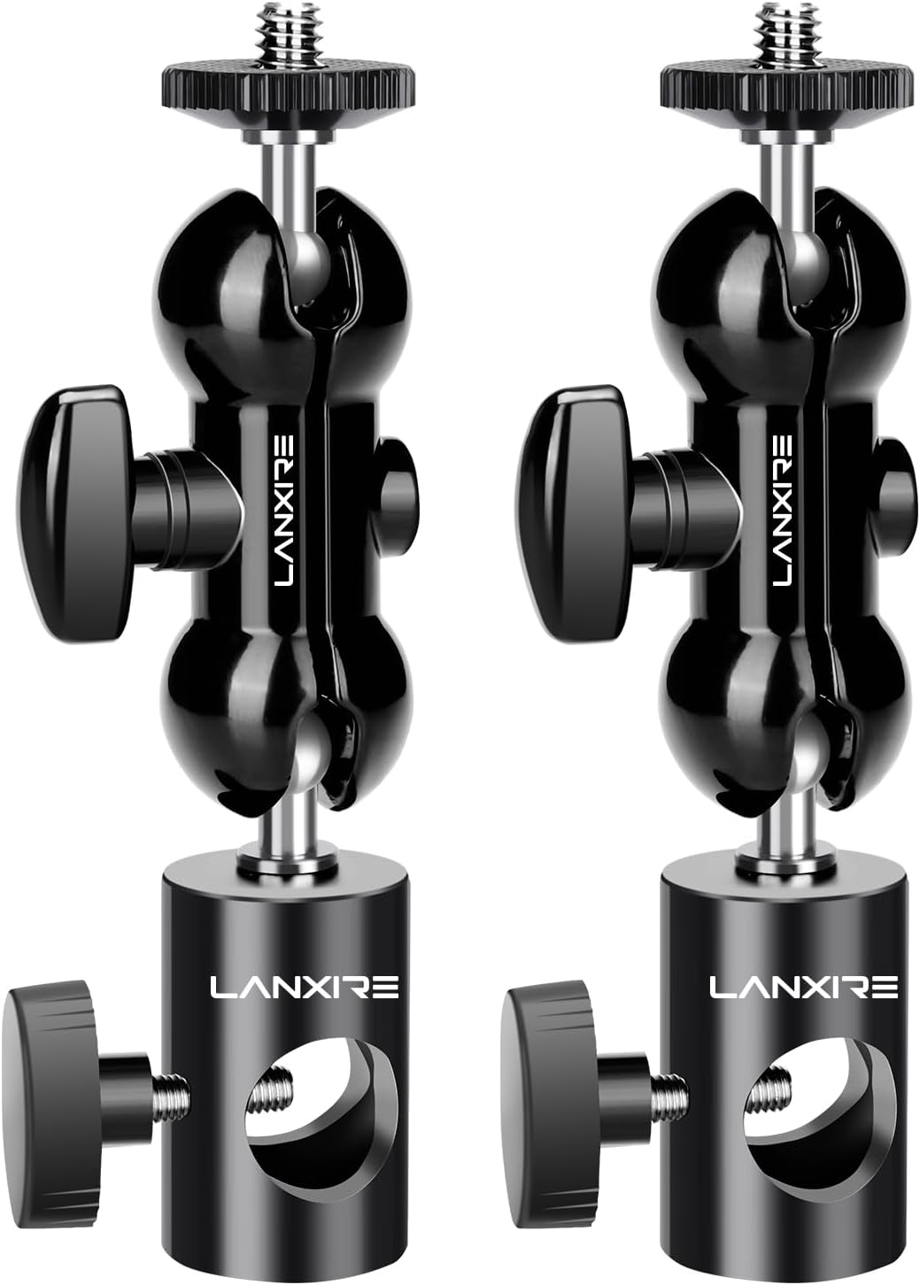 Light Stand Mount Adapter (2 Packs) with Double Ball Head, Compatible with Ring Light, Max Load 4.4lb/2kg