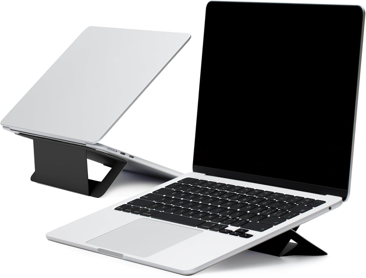 MOFT Laptop Stand for Desk, Adhesive Airflow Laptop Cooling Riser for Heat Dissipation with 2 Adjustable Viewing Angles, Foldable & Portable Computer Stand Compatible with Laptops 11"-16", Jet Black