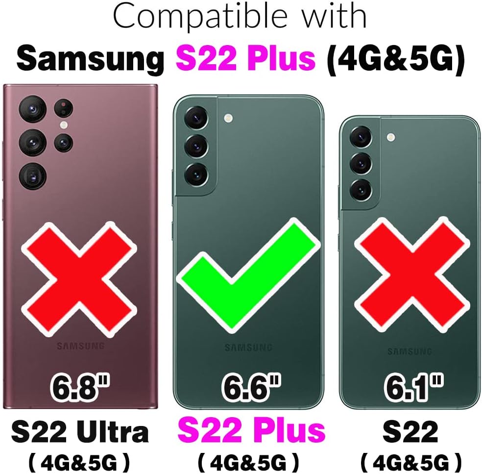 Asuwish Samsung Galaxy S22 Plus S22+ 5G Case, Rose Red with Tempered Glass Screen Protector & Rugged Dual Layer