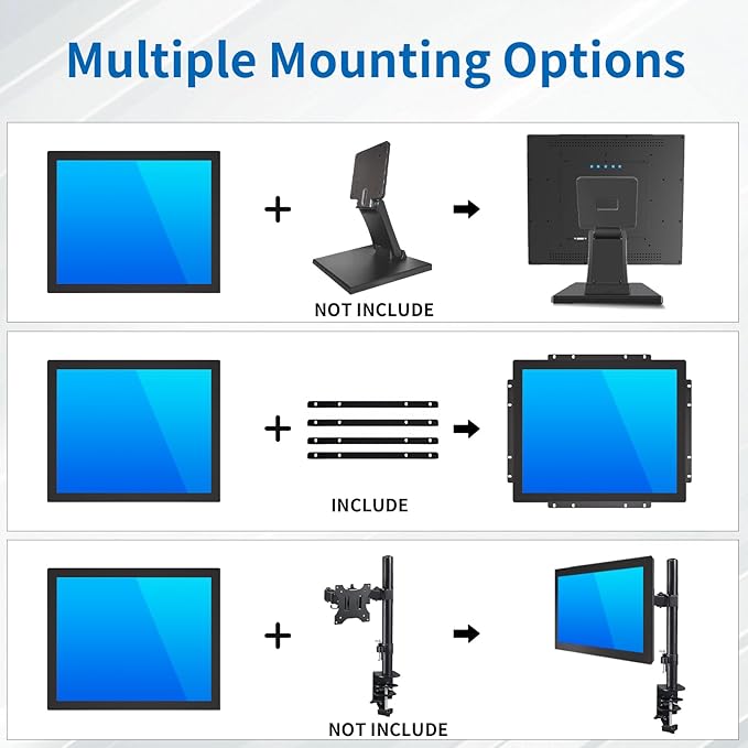 15 Inch Open Frame Touch Monitor PCAP 10-Point Touch Industrial Touchscreen Monitor with HDMI/VGA/DVI Interface Active Matrix TFT LCDLED Backlight with VESA Mount