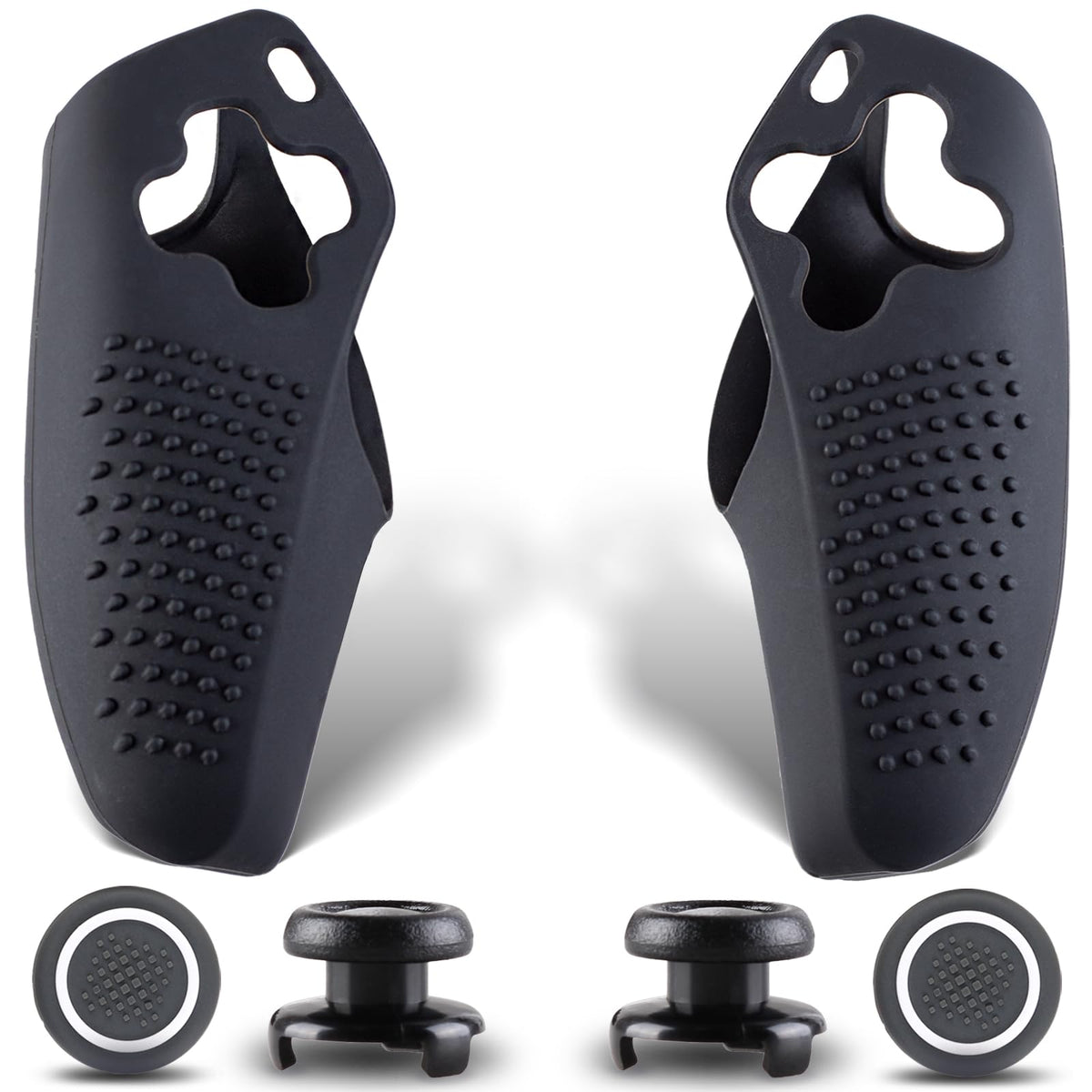 SoAegis Split Anti-Slip Controller Skin Set, with 2 Thumb Grips & 2 Elevated Base, Individually Silicone Grip Controller Case for PS5 DualSense