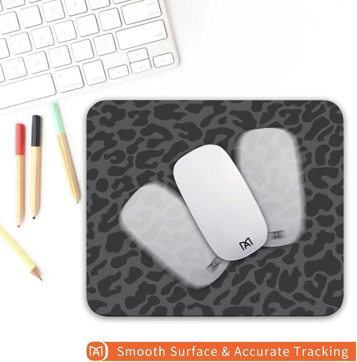 Square Mouse Pad Black Leopard,Personalized Premium-Textured Custom Mouse Mat Design,Washable Mousepad Cloth,Non-Slip Rubber Base Computer Mouse Pads for Wireless Mouse