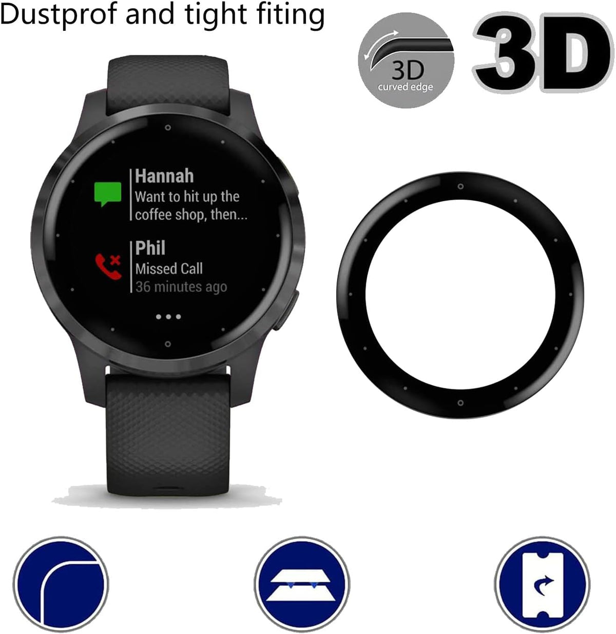 [4 Pack] Screen Protector for Garmin Vivoactive 4s Smartwatch, HD Clear, Anti Scratch, Anti Fingerprint