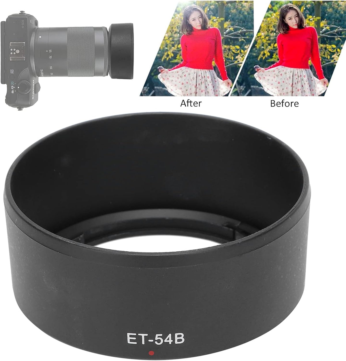 ET 54B Reversible Lens Hood for Canon EF M 55-200mm F 4.5-6.3 is STM Lens Accessories