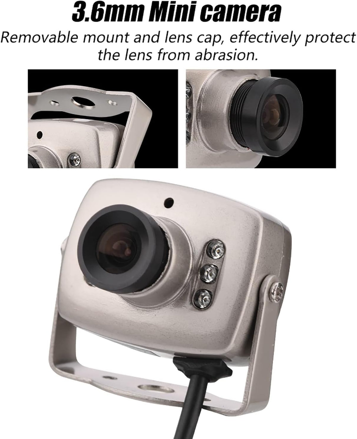 Mini CCTV Security Camera, Wired CMOS Digital Video Camera, 6LED, PAL NTSC for Home Office (NTSC Format)